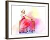 Hand Drawn Traveling Woman with Luggage-Anna Ismagilova-Framed Art Print