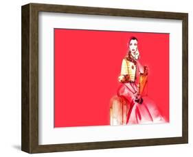 Hand Drawn Traveling Woman with Luggage-Anna Ismagilova-Framed Art Print