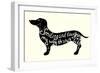 Hand Drawn Typography Poster. Cute Vector Illustration with Dachshund and Hand Lettering. Print For-Svitlana Samokhina-Framed Art Print