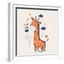 Hand Drawn Vector Illustration of Cute Giraffe Slipping in the Night/Can Be Used for Kid's or Baby'-Eteri Davinski-Framed Art Print