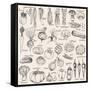 Hand-Drawn Vegetables-Nikiparonak-Framed Stretched Canvas