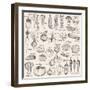 Hand-Drawn Vegetables-Nikiparonak-Framed Art Print