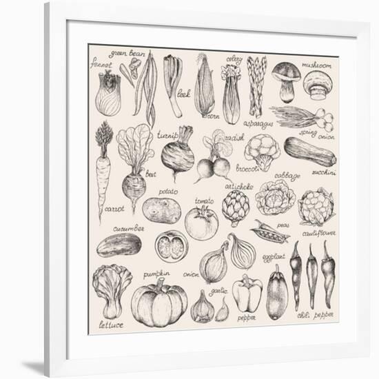 Hand-Drawn Vegetables-Nikiparonak-Framed Art Print