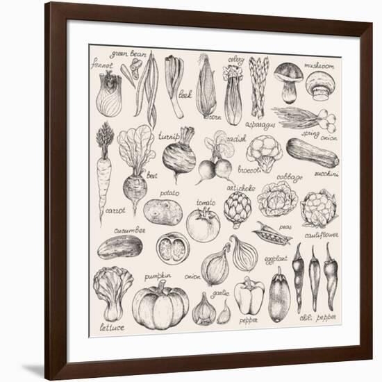 Hand-Drawn Vegetables-Nikiparonak-Framed Art Print