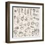 Hand-Drawn Vegetables-Nikiparonak-Framed Art Print