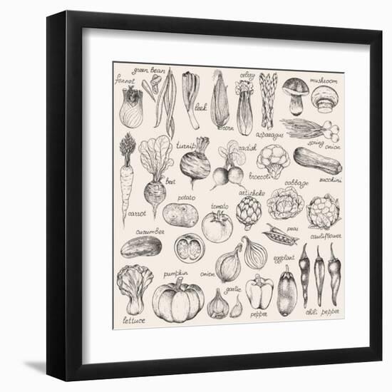 Hand-Drawn Vegetables-Nikiparonak-Framed Art Print