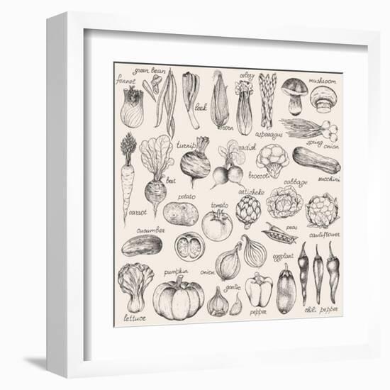 Hand-Drawn Vegetables-Nikiparonak-Framed Art Print