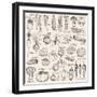 Hand-Drawn Vegetables-Nikiparonak-Framed Art Print