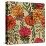 Hand Drawn Vintage Floral Pattern-tairen-Stretched Canvas