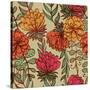 Hand Drawn Vintage Floral Pattern-tairen-Stretched Canvas