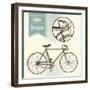 Hand-Drawn Vintage Objects: Racing Bike-shootandwin-Framed Art Print