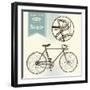 Hand-Drawn Vintage Objects: Racing Bike-shootandwin-Framed Art Print