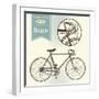 Hand-Drawn Vintage Objects: Racing Bike-shootandwin-Framed Art Print