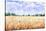 Hand Drawn Watercolor Illustration. Nature Landscape. Summer Rural Scene with Wheat Field, Clouds,-Val_Iva-Stretched Canvas