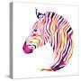 Hand Drawn Watercolor Zebra's Head. Good Quality of Illustration. Multicolor on White Background. N-Uni Ula-Stretched Canvas