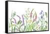 Hand Drawn Wild Flowers. Watercolor Wildflowers on White Background. Color Floral Border.-Val_Iva-Framed Stretched Canvas