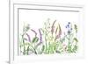 Hand Drawn Wild Flowers. Watercolor Wildflowers on White Background. Color Floral Border.-Val_Iva-Framed Art Print