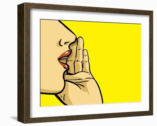 Hand Gesture of Woman Telling Secrets, Spread the Word-lavitrei-Framed Art Print