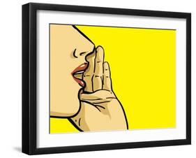 Hand Gesture of Woman Telling Secrets, Spread the Word-lavitrei-Framed Art Print