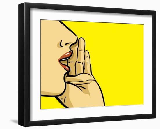 Hand Gesture of Woman Telling Secrets, Spread the Word-lavitrei-Framed Art Print