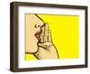 Hand Gesture of Woman Telling Secrets, Spread the Word-lavitrei-Framed Art Print