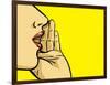 Hand Gesture of Woman Telling Secrets, Spread the Word-lavitrei-Framed Art Print