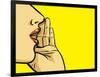 Hand Gesture of Woman Telling Secrets, Spread the Word-lavitrei-Framed Art Print