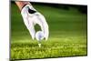 Hand Hold Golf Ball with Tee on Course, Close-Up-Kzenon-Mounted Photographic Print