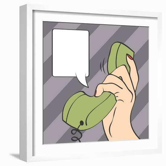 Hand Holding a Phone, Pop Art Illustration-Eva Andreea-Framed Art Print