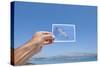 Hand Holding Photograph Depicting Seagull, Lumbarda, Korcula Island, Croatia-Guido Cozzi-Stretched Canvas