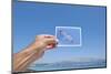 Hand Holding Photograph Depicting Seagull, Lumbarda, Korcula Island, Croatia-Guido Cozzi-Mounted Photographic Print