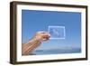 Hand Holding Photograph Depicting Seagull, Lumbarda, Korcula Island, Croatia-Guido Cozzi-Framed Photographic Print