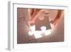 Hand Holding Puzzle Piece-maksheb-Framed Premium Giclee Print