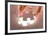 Hand Holding Puzzle Piece-maksheb-Framed Art Print