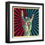 Hand in Rock N Roll Sign, Vector Illustration.-PremiumVector-Framed Art Print