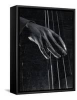 Hand of Bass Player on the Strings During Jam Session at Photographer Gjon Mili's Studio-Gjon Mili-Framed Stretched Canvas