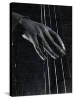 Hand of Bass Player on the Strings During Jam Session at Photographer Gjon Mili's Studio-Gjon Mili-Stretched Canvas