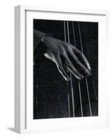 Hand of Bass Player on the Strings During Jam Session at Photographer Gjon Mili's Studio-Gjon Mili-Framed Photographic Print
