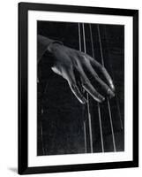 Hand of Bass Player on the Strings During Jam Session at Photographer Gjon Mili's Studio-Gjon Mili-Framed Photographic Print