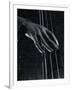 Hand of Bass Player on the Strings During Jam Session at Photographer Gjon Mili's Studio-Gjon Mili-Framed Photographic Print