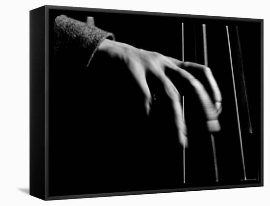Hand of Bassist Red Callender During Filming of Jammin' the Blues-Gjon Mili-Framed Stretched Canvas