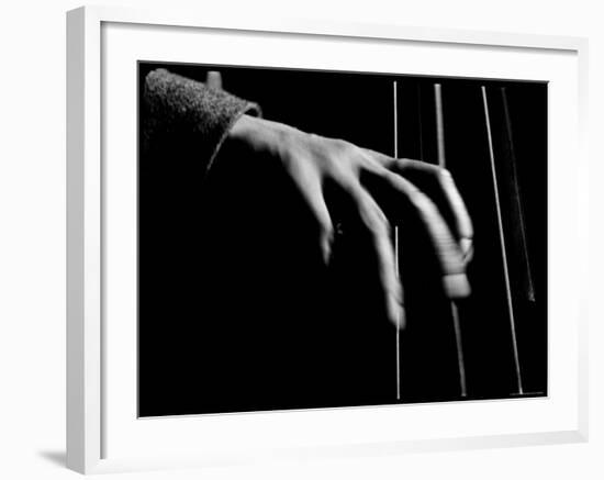 Hand of Bassist Red Callender During Filming of Jammin' the Blues-Gjon Mili-Framed Premium Photographic Print