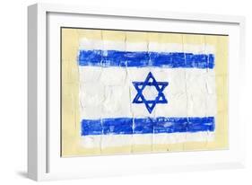 Hand Painted Acrylic Flag Of Israel-donatas1205-Framed Art Print