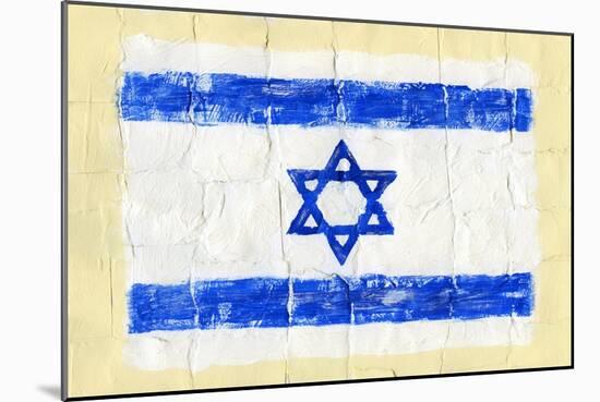 Hand Painted Acrylic Flag Of Israel-donatas1205-Mounted Art Print