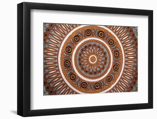 Hand-Painted Ceramic Dish, Traditional Craft, Rhodes, Greece-Kymri Wilt-Framed Photographic Print