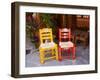 Hand Painted Chairs, San Miguel, Guanajuato State, Mexico-Julie Eggers-Framed Photographic Print