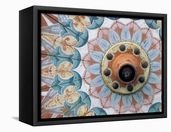Hand-Painted Oxcart Wheel, Costa Rica-Darrell Gulin-Framed Stretched Canvas