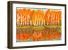 Hand Painted Picture, Watercolours - Autumn Landscape,Red Birch Forest with Reflection in Water And-Irina Afonskaya-Framed Art Print