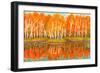 Hand Painted Picture, Watercolours - Autumn Landscape,Red Birch Forest with Reflection in Water And-Irina Afonskaya-Framed Art Print