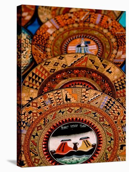 Hand Painted Souvenir Plates, Pisac Market, Peru-Cindy Miller Hopkins-Stretched Canvas